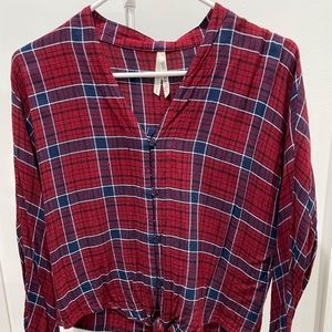 Burgundy Plaid Button Down